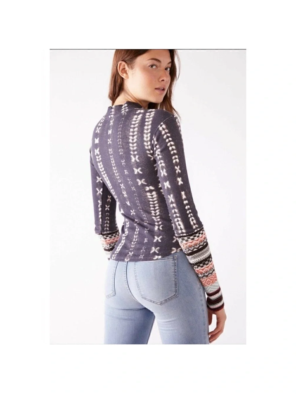 Free People Wonderful Swit Top Charcoal Combo Size‎ small